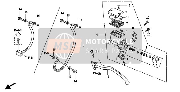 Honda SH300 2008 RR. Maître-cylindre de frein pour un 2008 Honda SH300